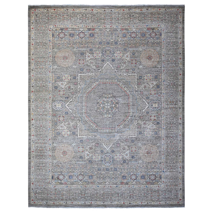 12'3" x 15'5" New Hand Knotted Grey Wool Rectangle Oriental Rug - MOA10288870