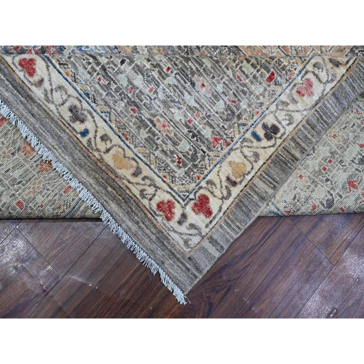 12'3" x 15'5" New Hand Knotted Grey Wool Rectangle Oriental Rug - MOA10288870