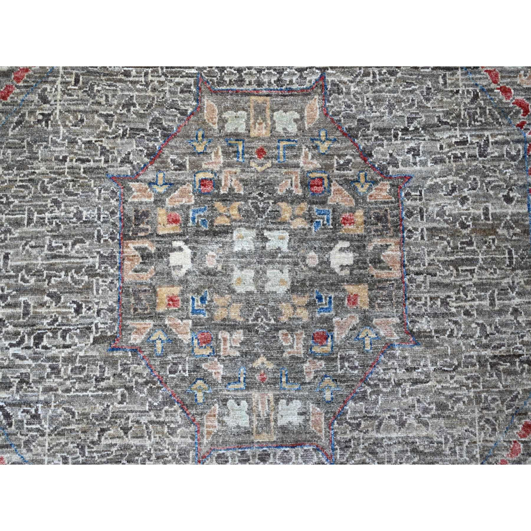 12'3" x 15'5" New Hand Knotted Grey Wool Rectangle Oriental Rug - MOA10288870