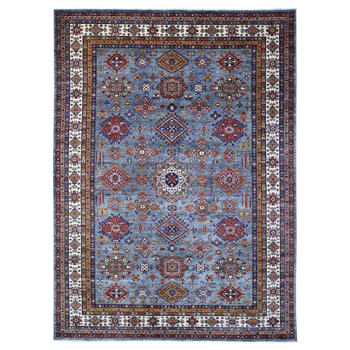 8'10" x 12'0" New Hand Knotted Blue Wool Rectangle Oriental Rug - MOA10288915