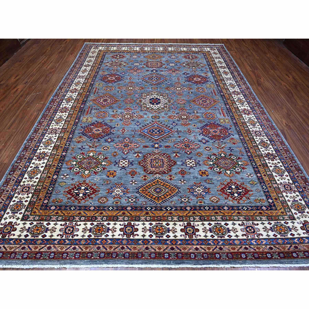 8'10" x 12'0" New Hand Knotted Blue Wool Rectangle Oriental Rug - MOA10288915