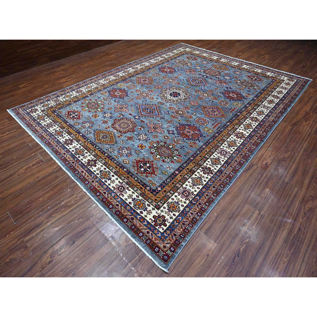 8'10" x 12'0" New Hand Knotted Blue Wool Rectangle Oriental Rug - MOA10288915