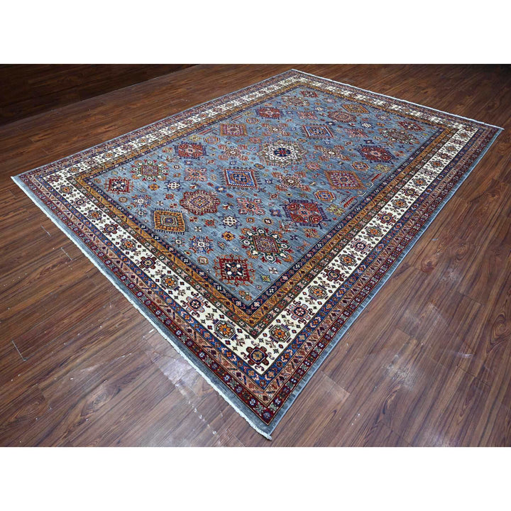 8'10" x 12'0" New Hand Knotted Blue Wool Rectangle Oriental Rug - MOA10288915