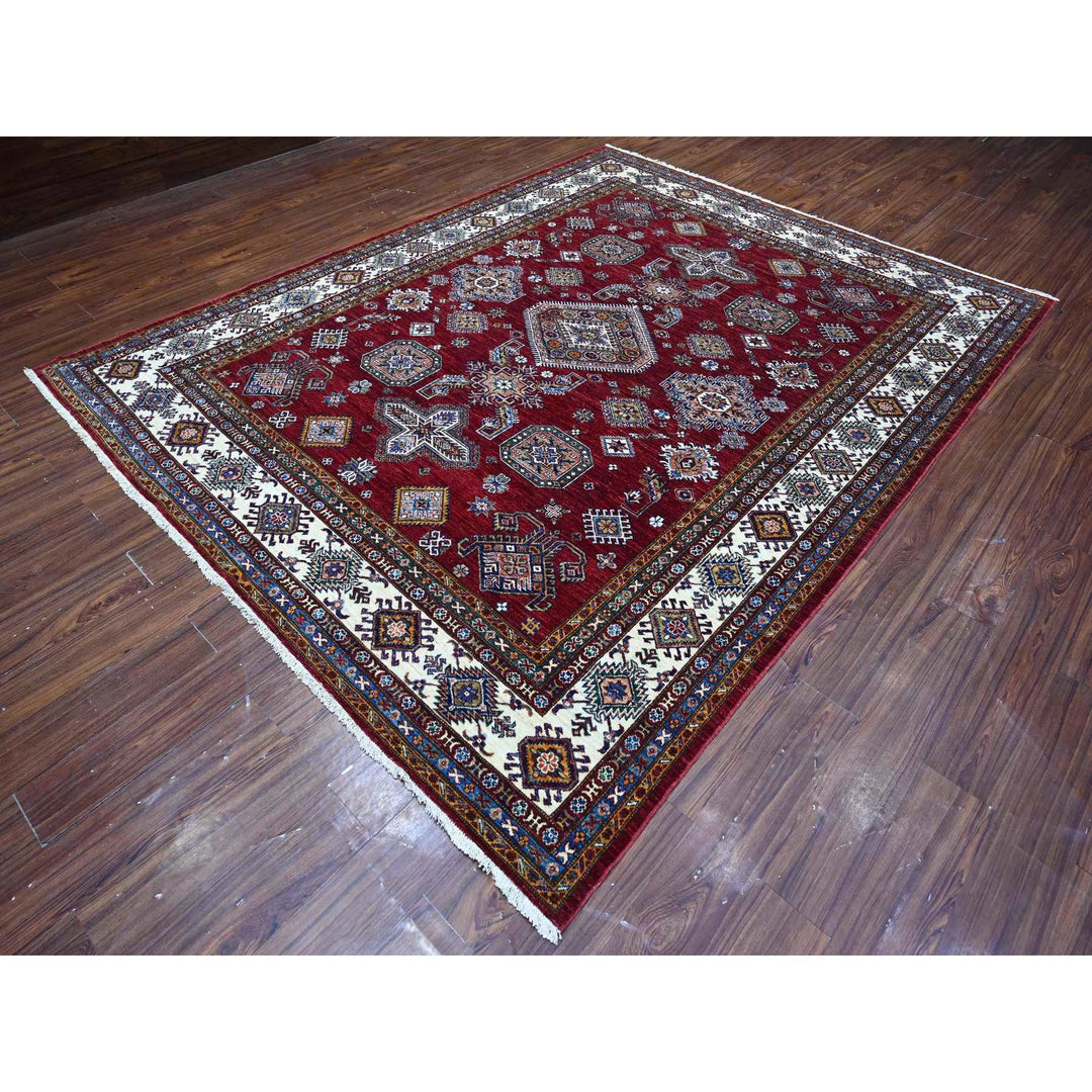 8'1" x 10'3" New Hand Knotted Red Wool Rectangle Oriental Rug - MOA10289092