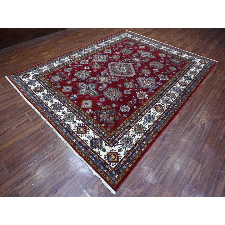8'1" x 10'3" New Hand Knotted Red Wool Rectangle Oriental Rug - MOA10289092