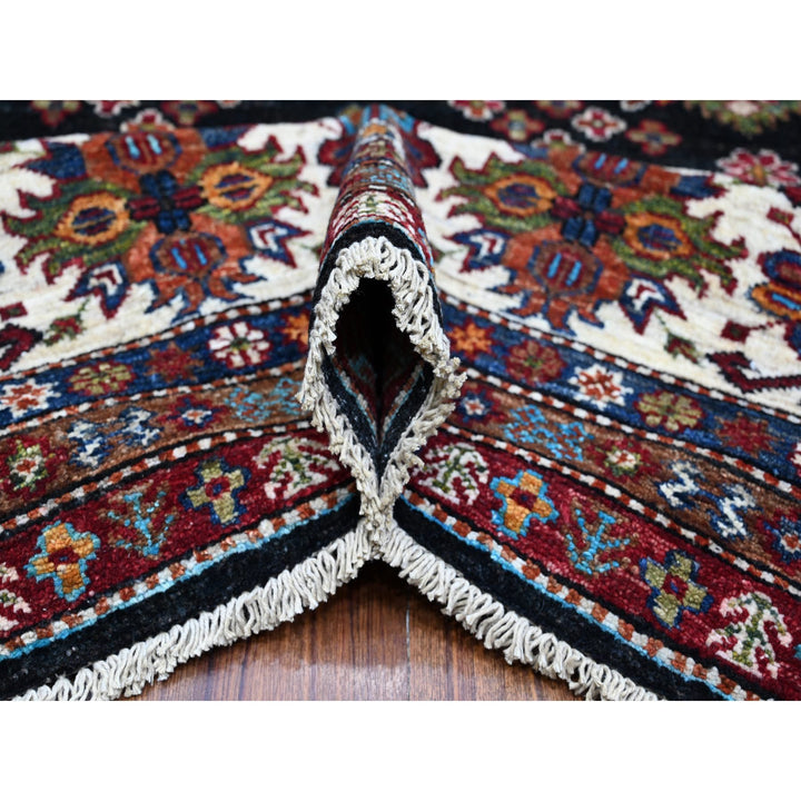 9'1" x 12'1" New Hand Knotted Black Wool Rectangle Oriental Rug - MOA10289104