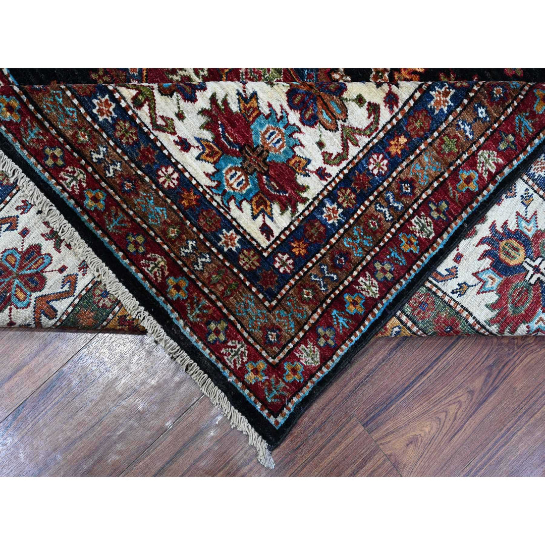 9'1" x 12'1" New Hand Knotted Black Wool Rectangle Oriental Rug - MOA10289104