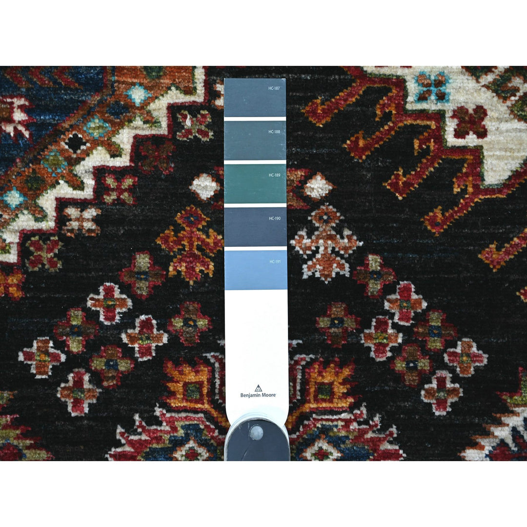 9'1" x 12'1" New Hand Knotted Black Wool Rectangle Oriental Rug - MOA10289104