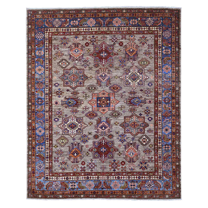 8'1" x 10'1" New Hand Knotted Grey Wool Rectangle Oriental Rug - MOA10289111