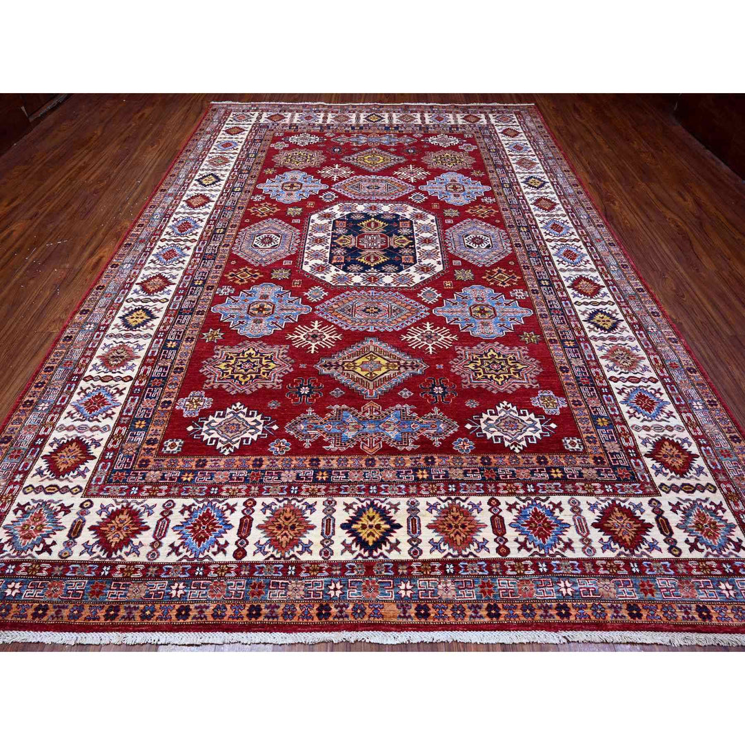 8'10" x 12'5" New Hand Knotted Red Wool Rectangle Oriental Rug - MOA10289132
