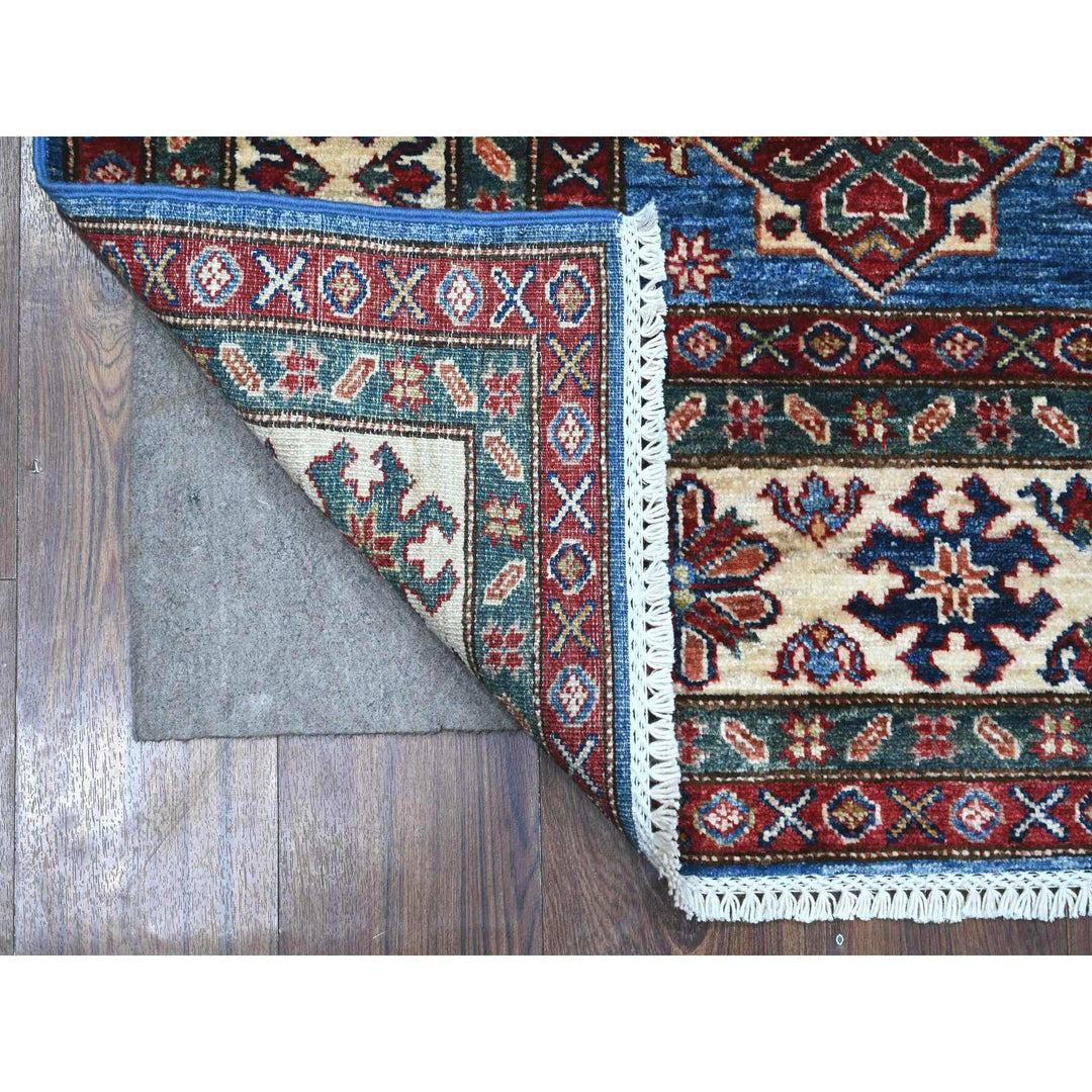 5'11" x 5'11" New Hand Knotted Blue Wool Square Oriental Rug - MOA10289213