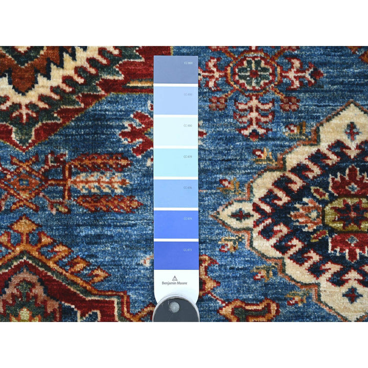 5'11" x 5'11" New Hand Knotted Blue Wool Square Oriental Rug - MOA10289213