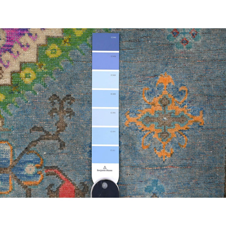 5'0" x 6'5" New Hand Knotted Blue Wool Rectangle Oriental Rug - MOA10289227