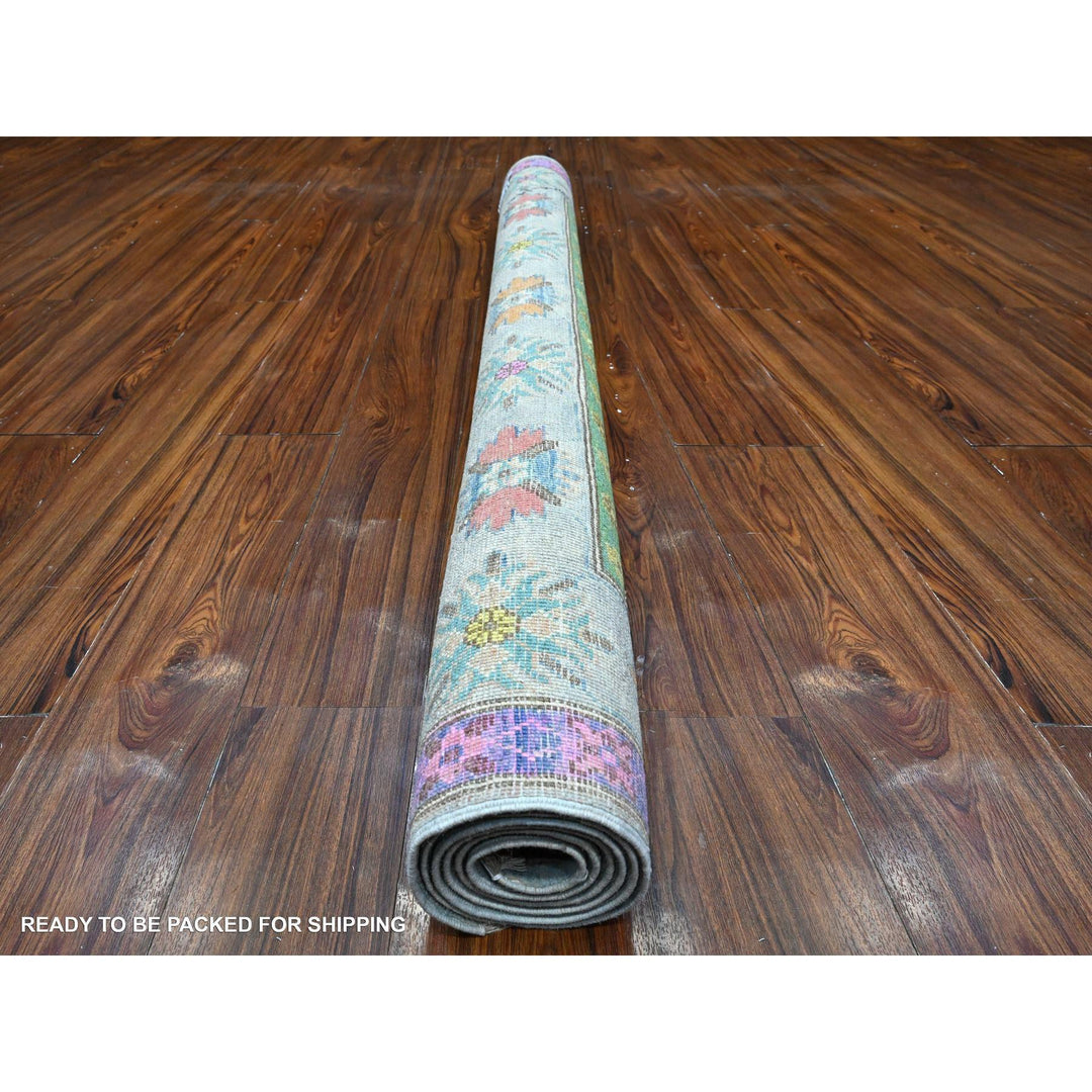 5'0" x 6'5" New Hand Knotted Blue Wool Rectangle Oriental Rug - MOA10289227