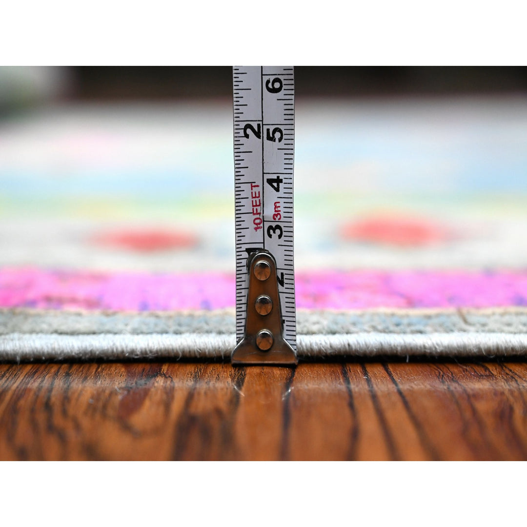 5'0" x 6'5" New Hand Knotted Blue Wool Rectangle Oriental Rug - MOA10289227