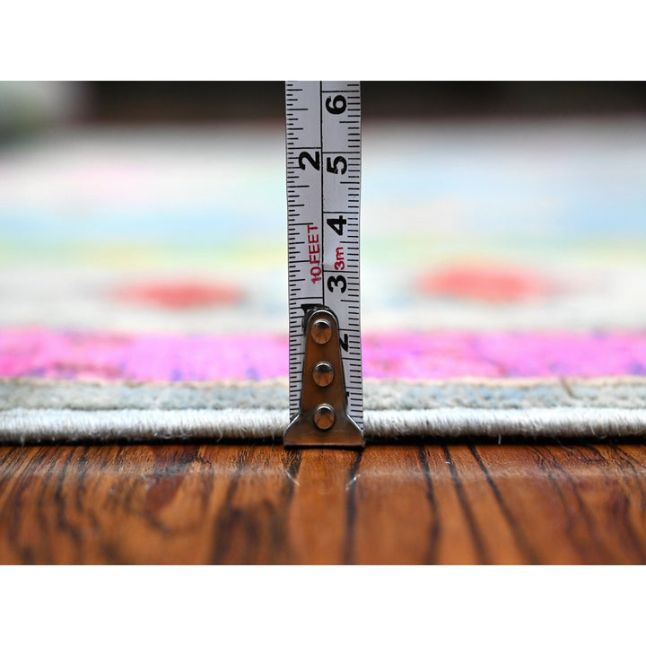 5'0" x 6'5" New Hand Knotted Blue Wool Rectangle Oriental Rug - MOA10289227