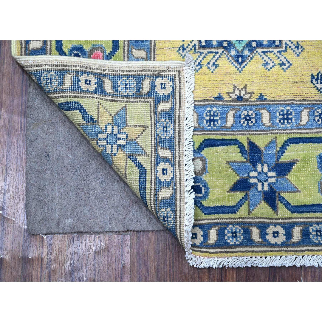 5'0" x 6'9" New Hand Knotted Yellow Wool Rectangle Oriental Rug - MOA10289231