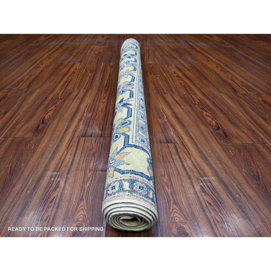 5'0" x 6'9" New Hand Knotted Yellow Wool Rectangle Oriental Rug - MOA10289231