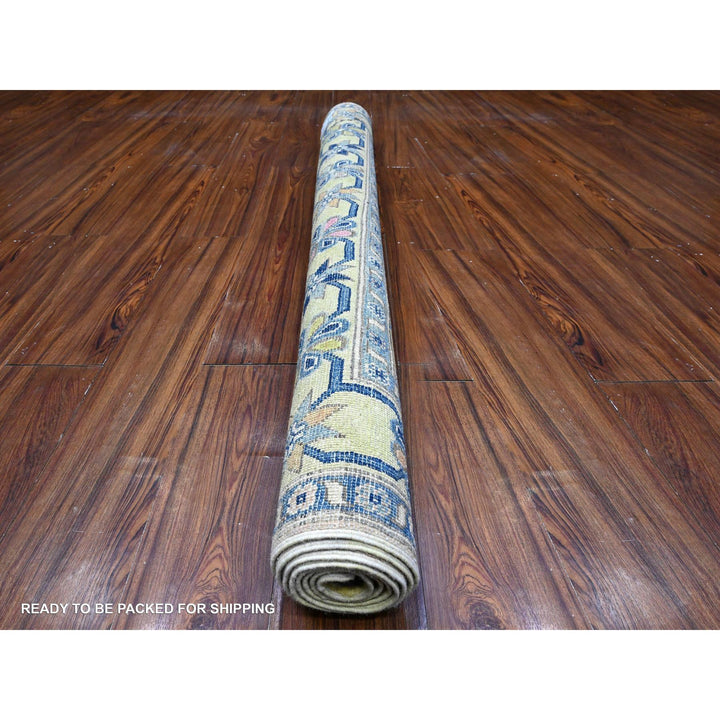 5'0" x 6'9" New Hand Knotted Yellow Wool Rectangle Oriental Rug - MOA10289231