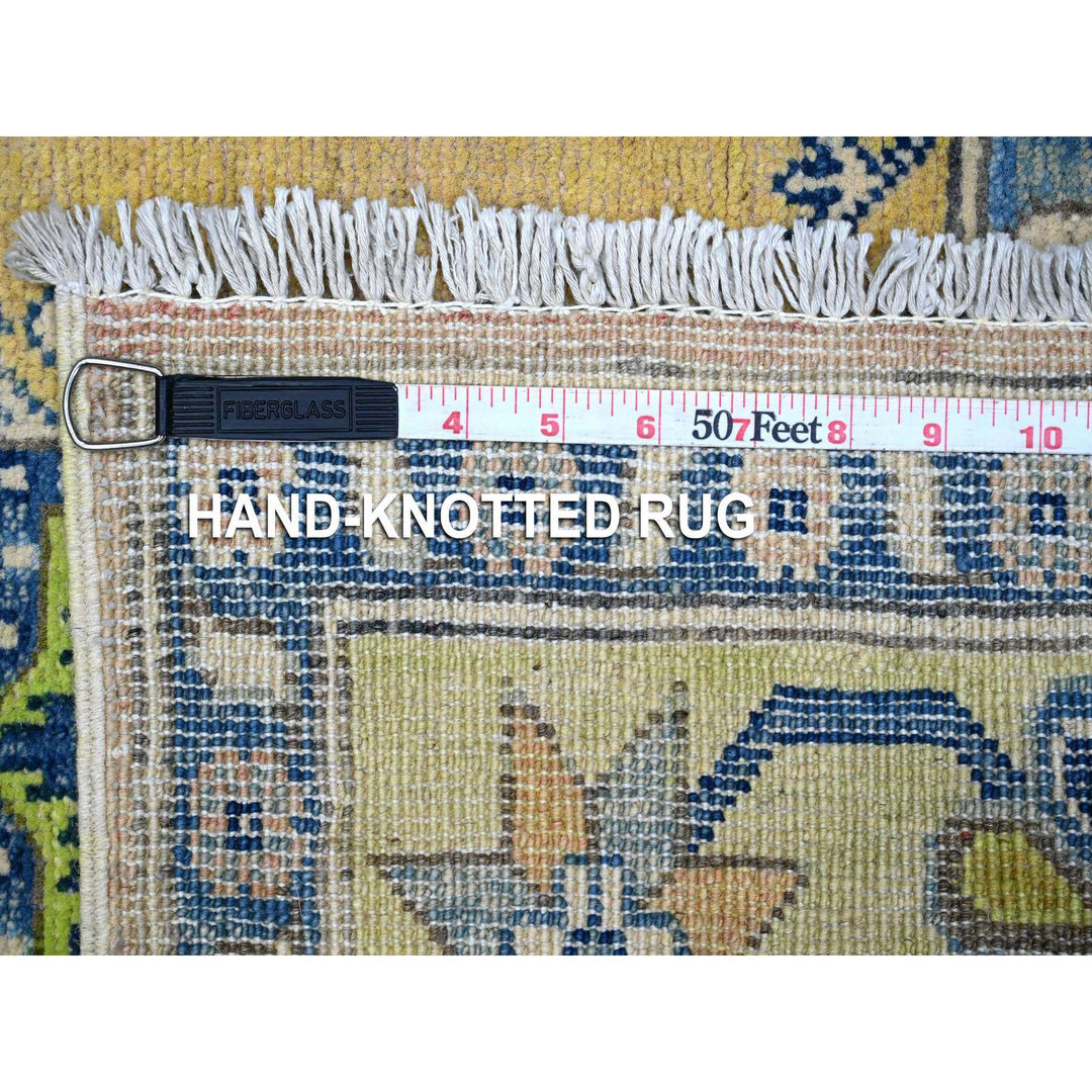 5'0" x 6'9" New Hand Knotted Yellow Wool Rectangle Oriental Rug - MOA10289231