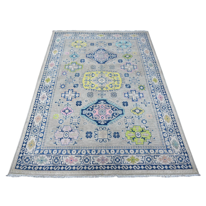 4'9" x 6'9" New Hand Knotted Grey Wool Rectangle Oriental Rug - MOA10289238