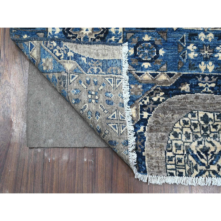 4'1" x 11'6" New Hand Knotted Blue Wool Runner Oriental Rug - MOA10289252