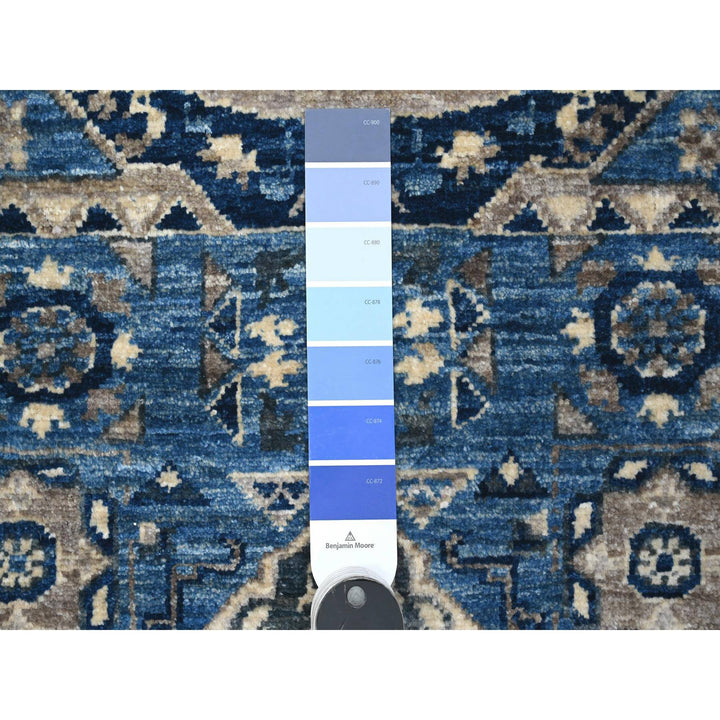 4'1" x 11'6" New Hand Knotted Blue Wool Runner Oriental Rug - MOA10289252