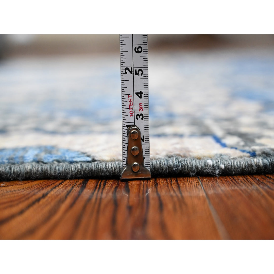 4'1" x 11'6" New Hand Knotted Blue Wool Runner Oriental Rug - MOA10289252