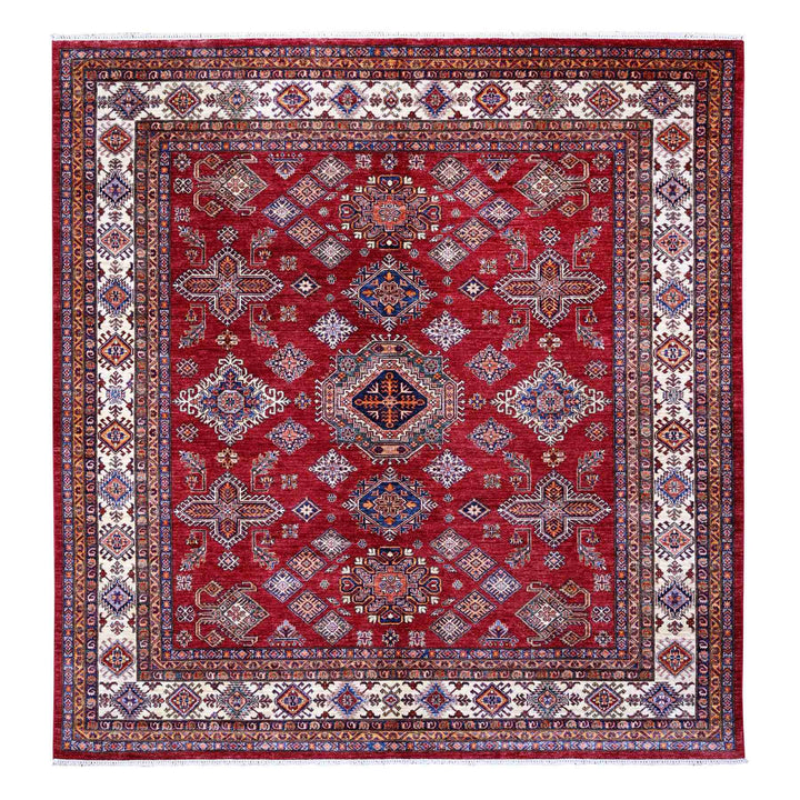 9'9" x 9'11" New Hand Knotted Red Wool Square Oriental Rug - MOA10289296