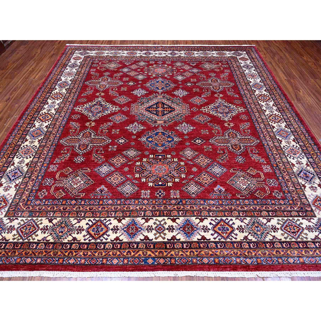 9'9" x 9'11" New Hand Knotted Red Wool Square Oriental Rug - MOA10289296