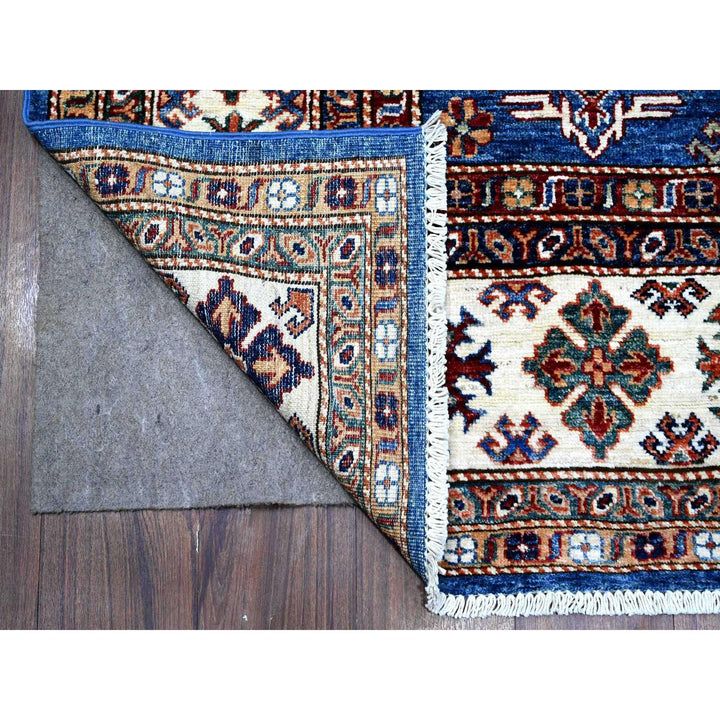 6'1" x 9'3" New Hand Knotted Blue Wool Rectangle Oriental Rug - MOA10289299