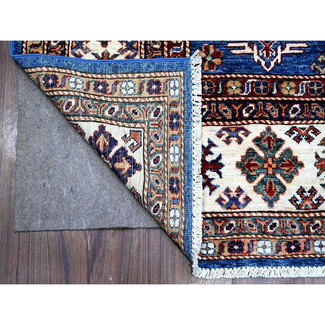 6'1" x 9'3" New Hand Knotted Blue Wool Rectangle Oriental Rug - MOA10289299