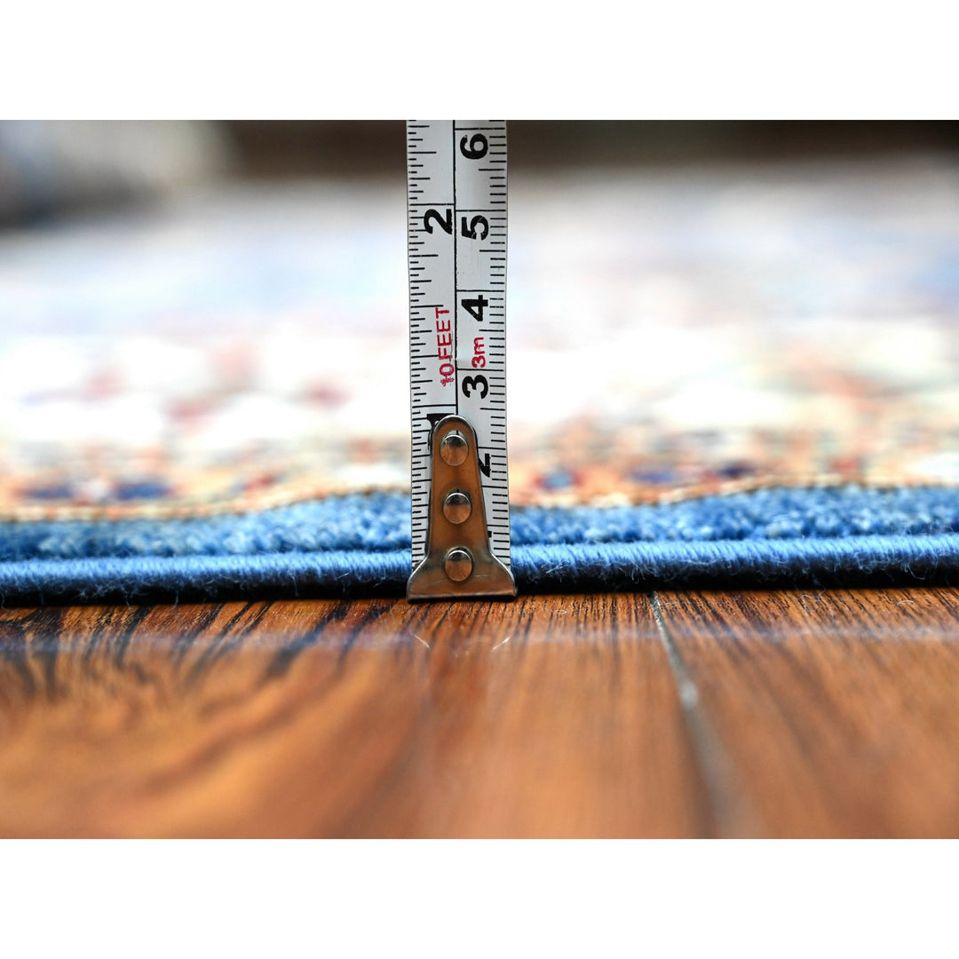 6'1" x 9'3" New Hand Knotted Blue Wool Rectangle Oriental Rug - MOA10289299