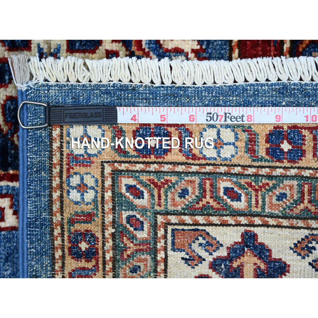 6'1" x 9'3" New Hand Knotted Blue Wool Rectangle Oriental Rug - MOA10289299