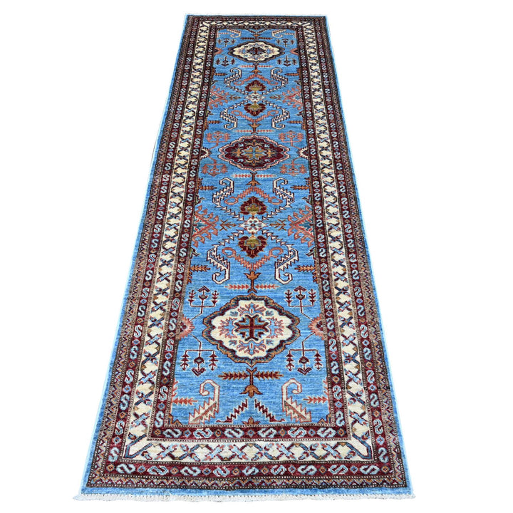 2'9" x 8'8" New Hand Knotted Blue Wool Runner Oriental Rug - MOA10289311