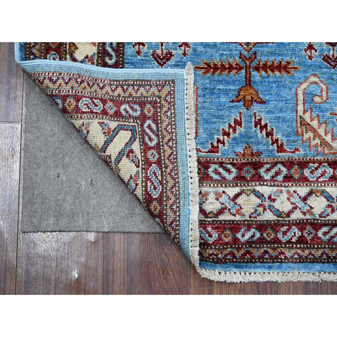 2'9" x 8'8" New Hand Knotted Blue Wool Runner Oriental Rug - MOA10289311