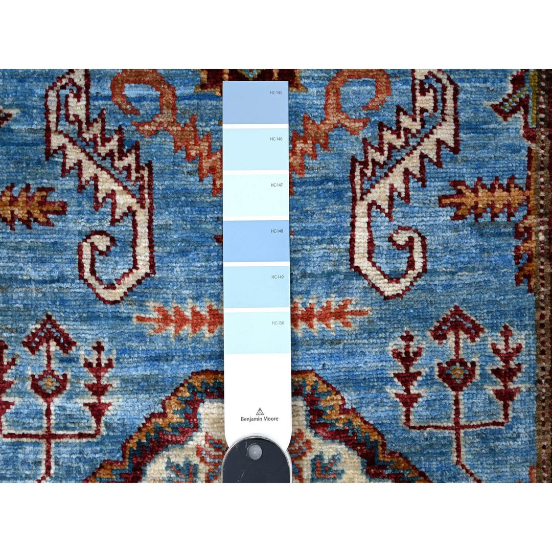 2'9" x 8'8" New Hand Knotted Blue Wool Runner Oriental Rug - MOA10289311