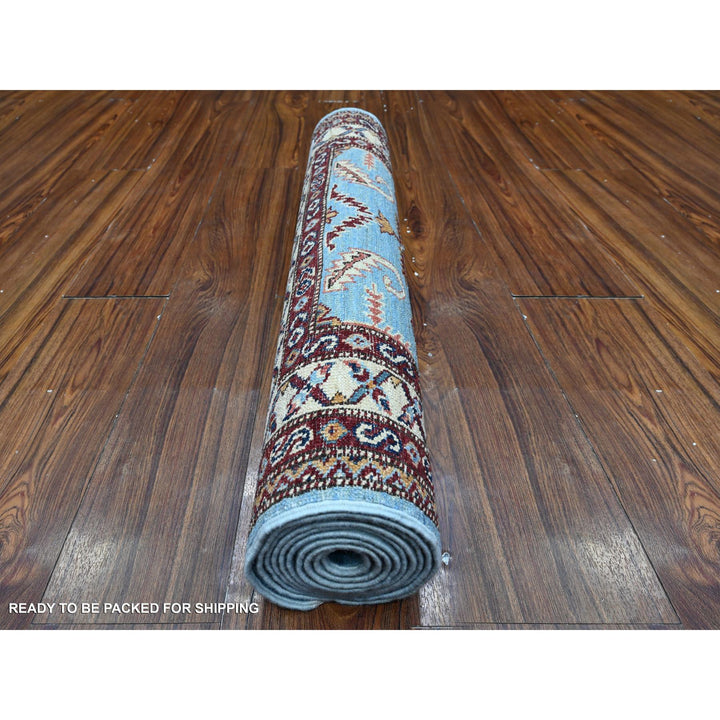 2'9" x 8'8" New Hand Knotted Blue Wool Runner Oriental Rug - MOA10289311