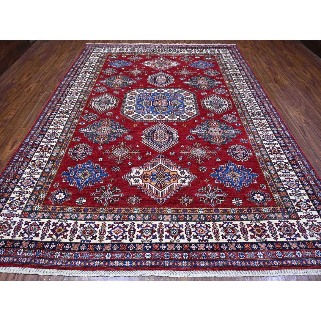 9'1" x 11'9" New Hand Knotted Red Wool Rectangle Oriental Rug - MOA10289327