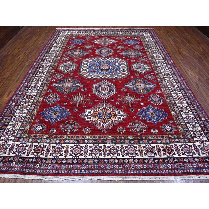 9'1" x 11'9" New Hand Knotted Red Wool Rectangle Oriental Rug - MOA10289327
