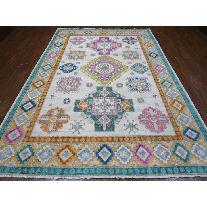 8'3" x 11'2" New Hand Knotted Ivory Wool Rectangle Oriental Rug - MOA10289417