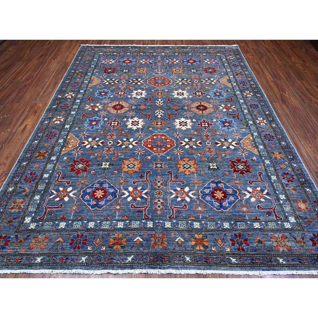 8'2" x 9'11" New Hand Knotted Grey Wool Rectangle Oriental Rug - MOA10289420