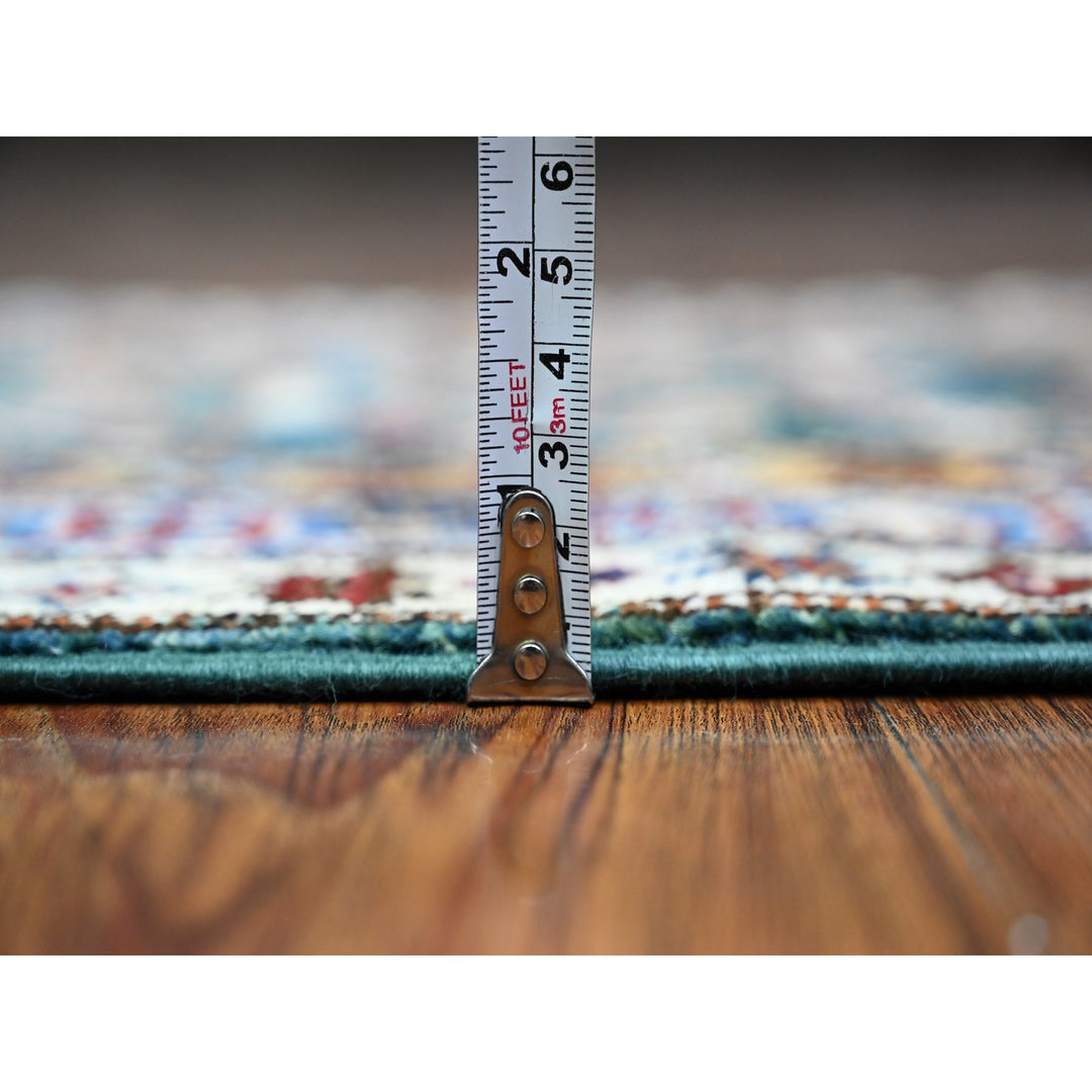 1'11" x 5'8" New Hand Knotted Green Wool Runner Oriental Rug - MOA10289437