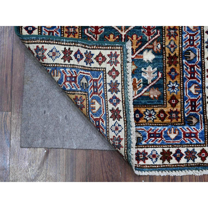 1'11" x 5'9" New Hand Knotted Green Wool Runner Oriental Rug - MOA10289441