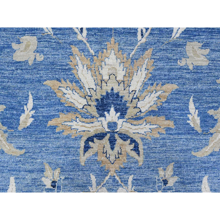 12'11" x 20'7" New Hand Knotted Blue Wool Rectangle Oriental Rug - MOA10289475