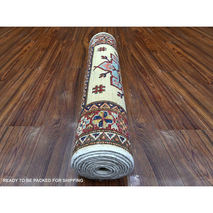 2'7" x 10'7" New Hand Knotted Ivory Wool Runner Oriental Rug - MOA10289561