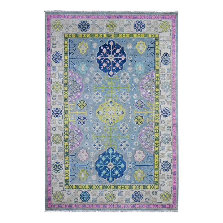 5'10" x 8'10" New Hand Knotted Grey Wool Rectangle Oriental Rug - MOA10289610