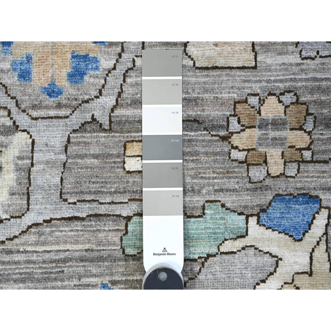 11'9" x 15'2" New Hand Knotted Grey Wool Rectangle Oriental Rug - MOA10289619