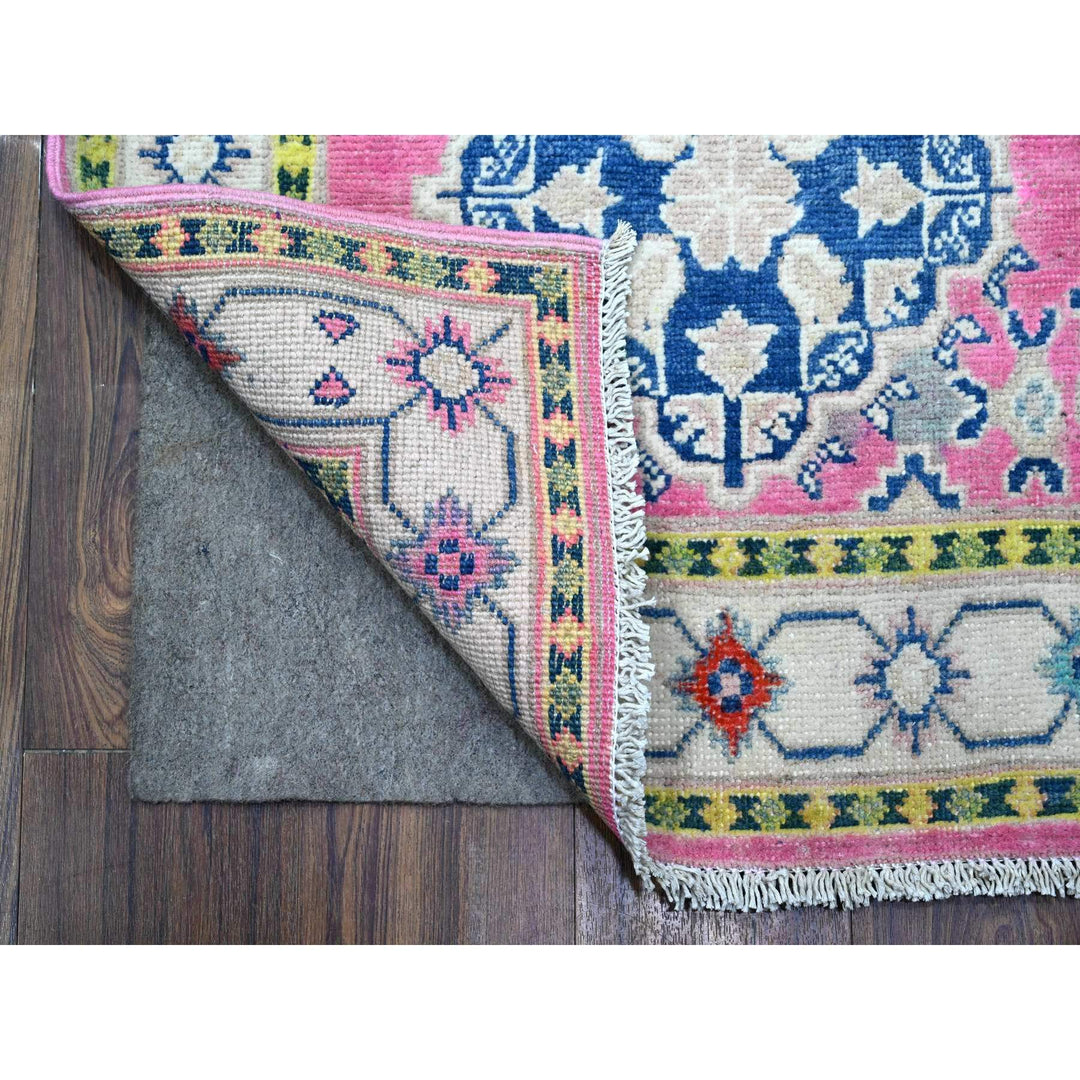 2'6" x 15'6" New Hand Knotted Pink Wool Runner Oriental Rug - MOA10289622