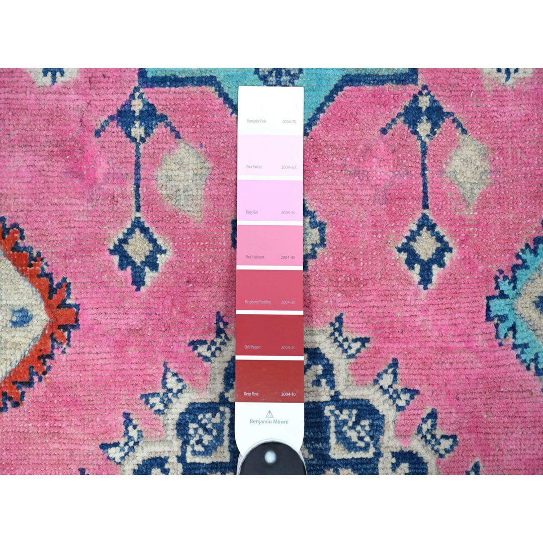 2'6" x 15'6" New Hand Knotted Pink Wool Runner Oriental Rug - MOA10289622